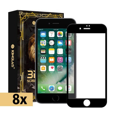 Kinglas 8 Packs Full Coverage Tempered Glass Screen Protector For iPhone 7 Plus / 8 Plus-Black