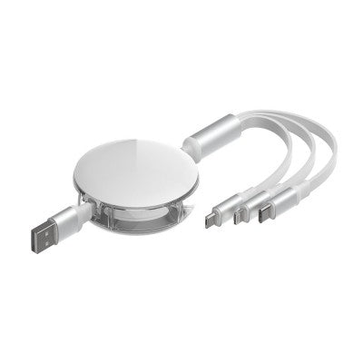 iQuick 3 in 1 Retractable Fast Charge & Date Sync Cable IQTC2301 1.2m-White