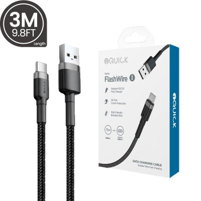 iQuick Braided USB-C to USB-A Fast Charging Cable 3M Compatible for iPhone 15 Series