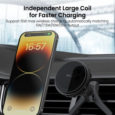 iQuick Magnetic Car Mount Charger with Cooling Semiconductor Radiator IC9 COOLGEAR 15W (IQUICK-C9)-Black (*Extra Present: 1 x 1M Type-C to Type-C Cable*)