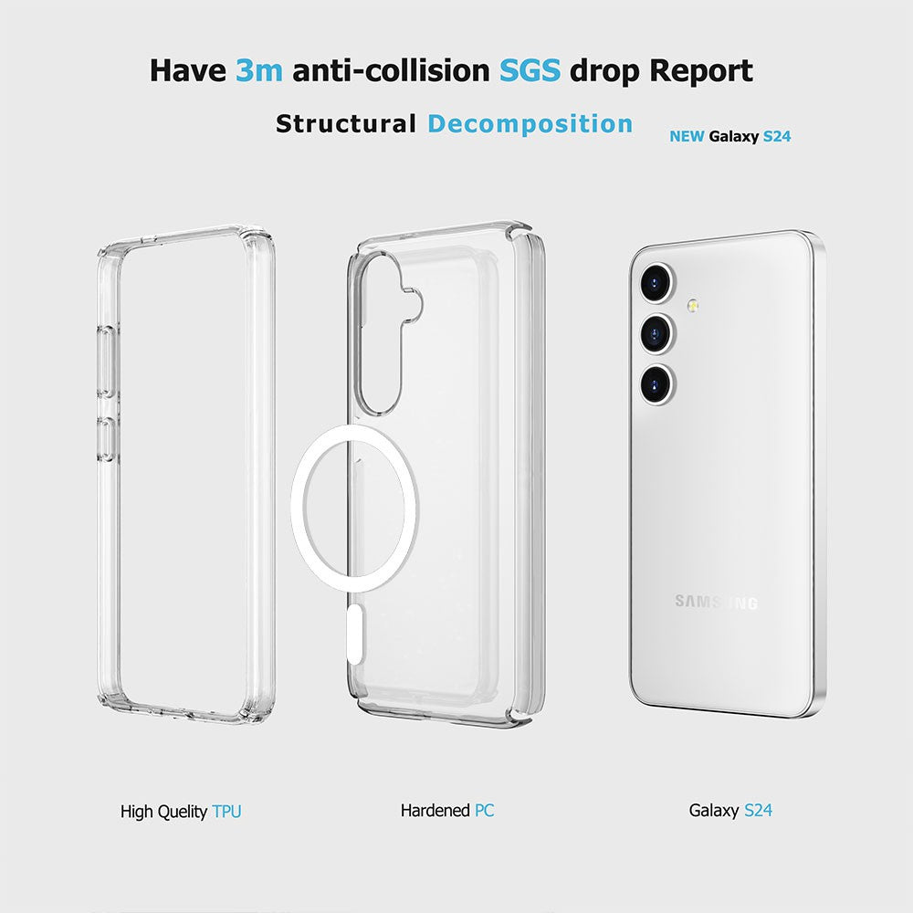 UTIA Shockproof Transparent Magsafe Cover Case for Samsung Galaxy S24/S25-Transparent