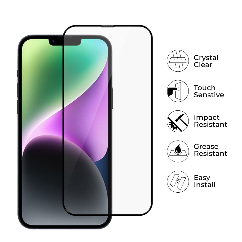 Kinglas Full Screen Black Edge Tempered Glass Screen Protector For iPhone 15 Plus / 16 Plus
