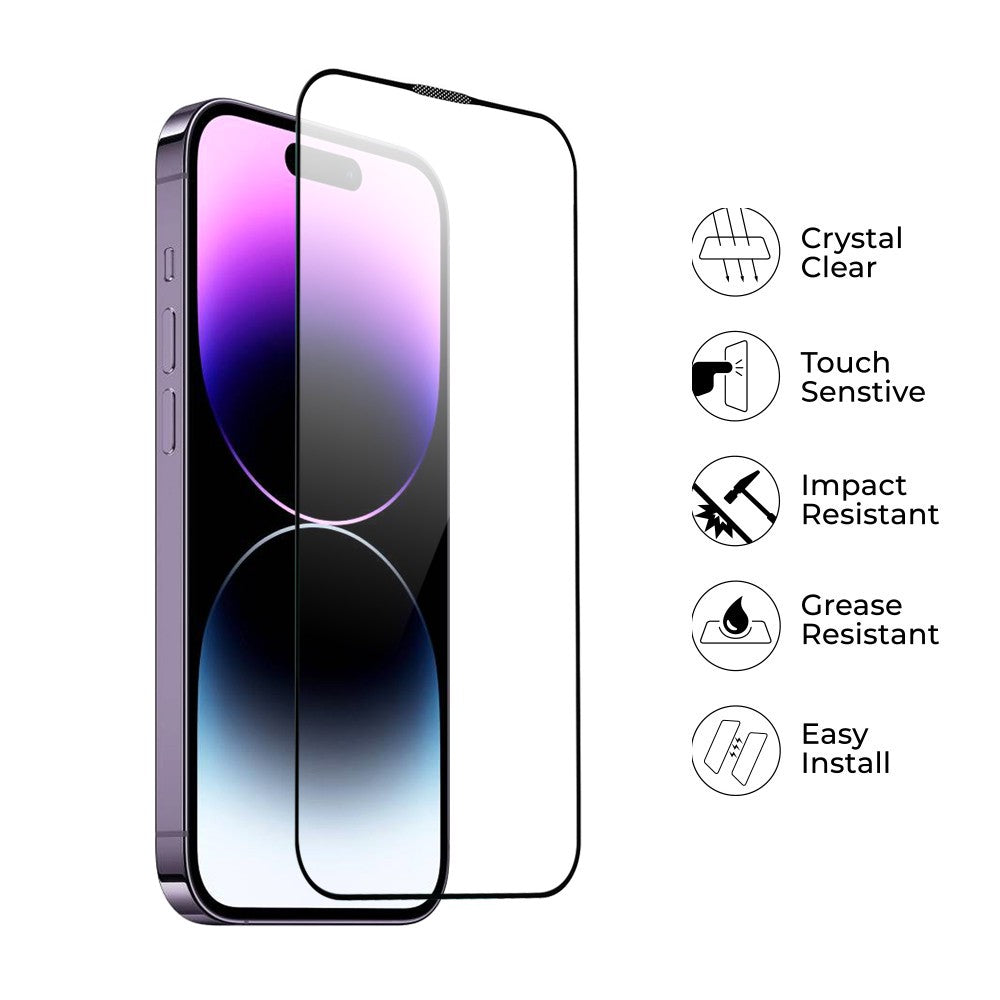 Kinglas Full Screen Black Edge Tempered Glass Screen Protector for iPhone 13 / 13 Pro / 14