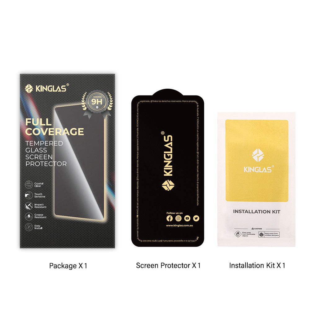 Kinglas Full Screen Black Edge Tempered Glass Screen Protector for iPhone 13 / 13 Pro / 14