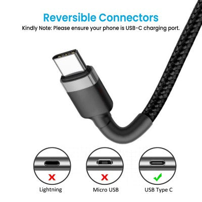iQuick Braided USB-C to USB-A Fast Charging Cable 2M Compatible for iPhone 15 Series