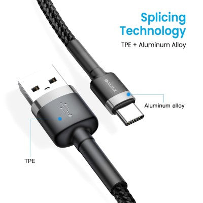 iQuick Braided USB-C to USB-A Fast Charging Cable 2M Compatible for iPhone 15 Series