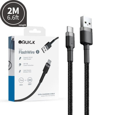 iQuick Braided USB-C to USB-A Fast Charging Cable 2M Compatible for iPhone 15 Series