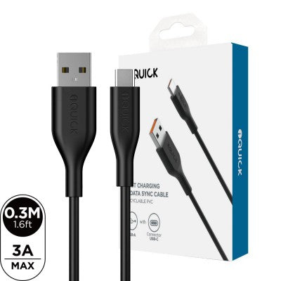 iQuick PVC USB-A to USB-C Fast Charging Cable 0.5M