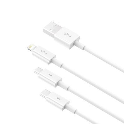 Baseus Superior Series Fast Charging Data Cable USB to M+L+C 3.5A 1.5m-White