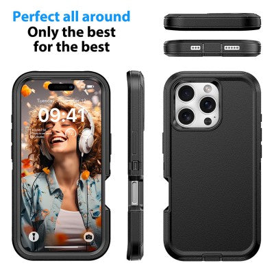 Shockproof Robot Armor Hard Plastic Case with Belt Clip for iPhone 16 Pro