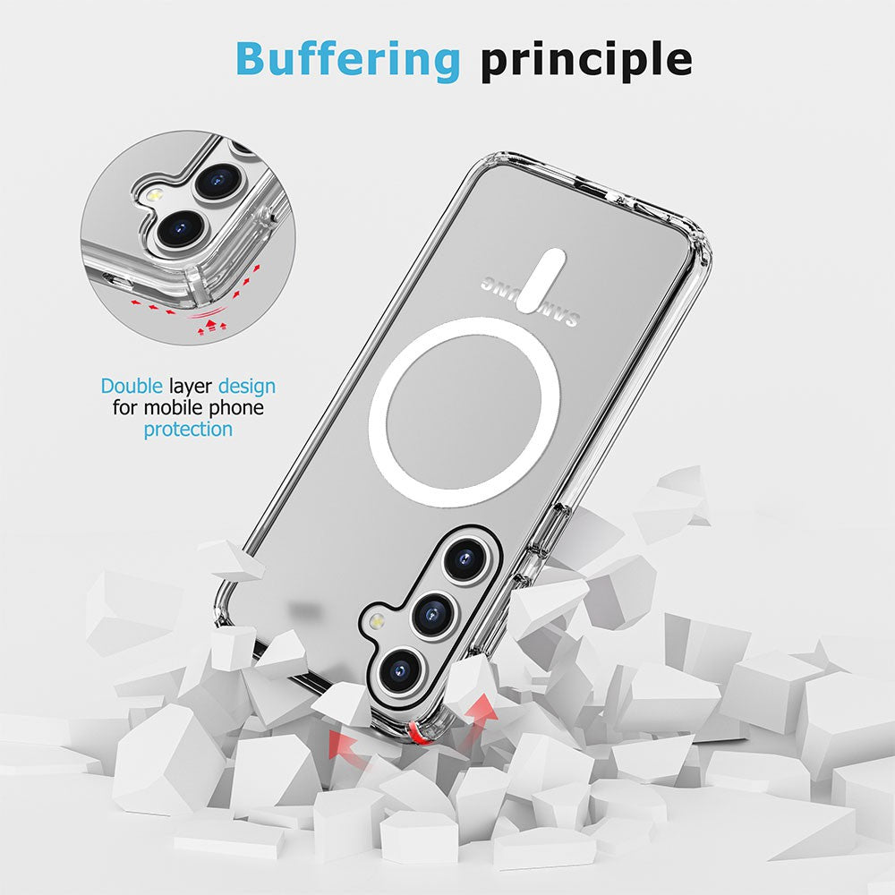 UTIA Shockproof Transparent Magsafe Cover Case for Samsung Galaxy S24 Plus-Transparent
