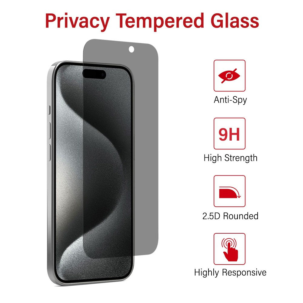 Kinglas Privacy Tempered Glass Screen Protector For iPhone  15 / 15 Pro / 16